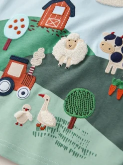 Ferme verte/bleue - T-shirt appliqué Manches courtes (3mths-7yrs)