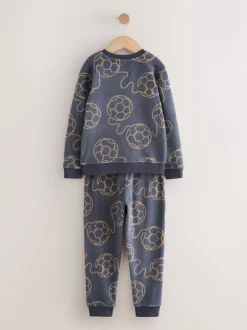 Football linéaire noir - Pyjama simple en laine polaire (3-16yrs)