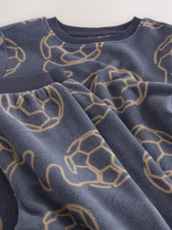 Football linéaire noir - Pyjama simple en laine polaire (3-16yrs)