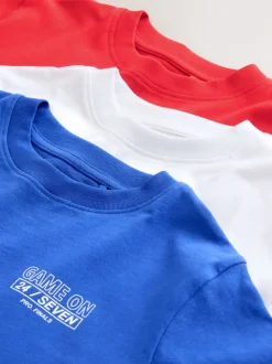 Football rouge/bleu/blanc - T-shirts à manches courtes à imprimé graphique coupe standard Lot de 3 (3à16ans)