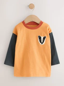 Forêt jaune ocre - T-shirts à manches longues avec appliqué, lot de 3 (3mois-7ans)