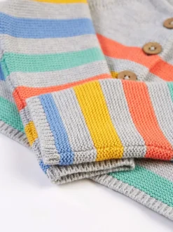 Frugi - Cardigan rayé en laine grise