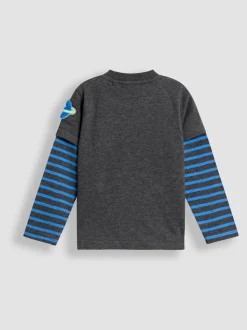 Fusée Gris anthracite - Haut JoJo Maman Bébé à manches factices appliquées