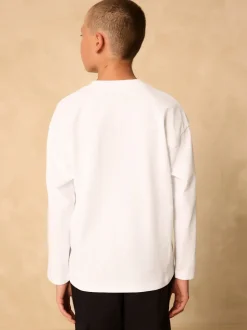 Gamer blanc - T-shirt graphique décontracté en coton à manches longues (3-16ans)