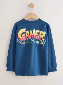 Gamer bleu marine/gris/rouge - Lot de 3 T-shirts à manches longues coupe décontractée avec imprimé graphique (3-16ans)