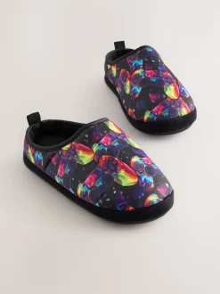 Gamer multicolore noir - Mules chaussons doublées chaudes