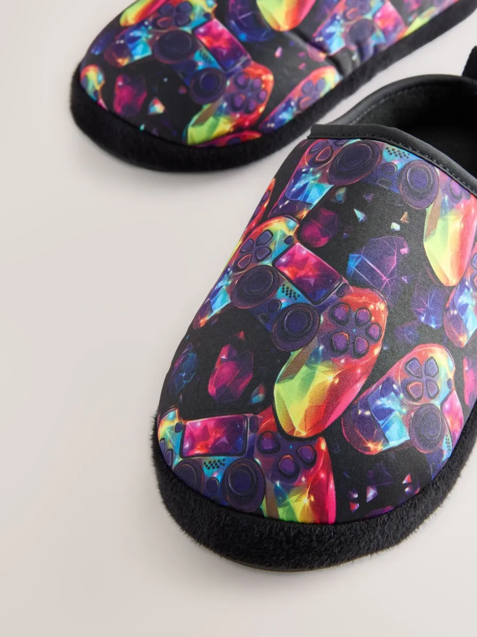 Gamer multicolore noir - Mules chaussons doublées chaudes