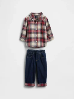 Gap Ensemble haut en flanelle et Jean Denim (0-24mois)