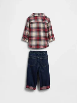 Gap Ensemble haut en flanelle et Jean Denim (0-24mois)