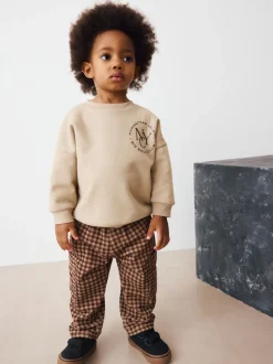 Gingham Brun - Pantalons Amples en velours côtelé (3mois-7ans)