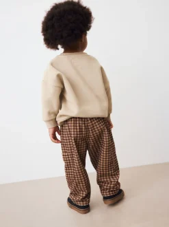 Gingham Brun - Pantalons Amples en velours côtelé (3mois-7ans)