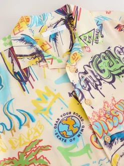 Graffiti écru - Chemise imprimée Manches courtes (3-16ans)