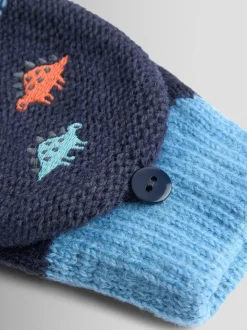 Grège Dino - Mitaines JoJo Maman Bébé doublées de polaire