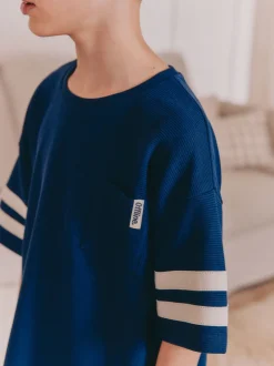 Grège/bleu marine - 100Pyjama court en coton % 2 Lot (3-16ans)