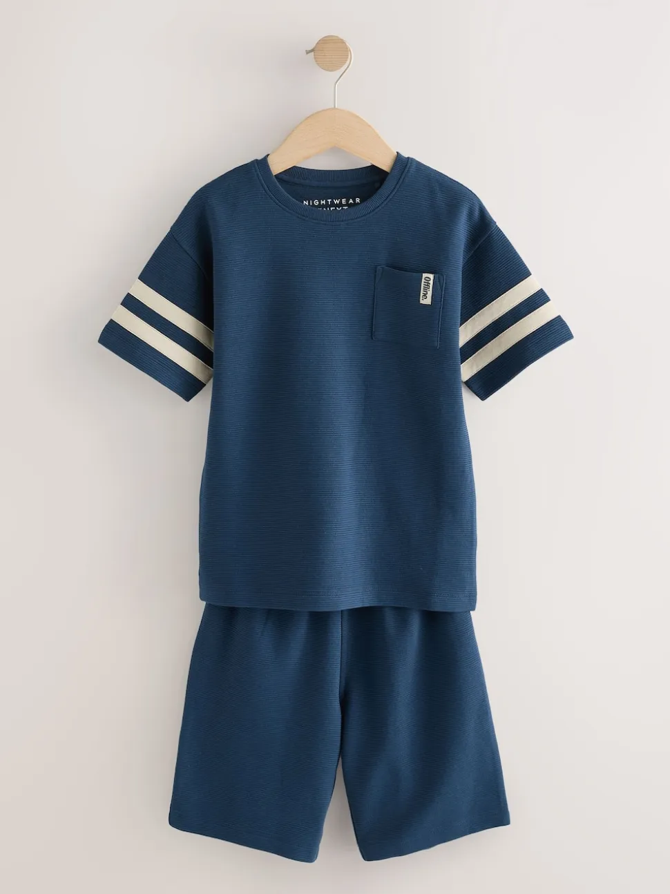 Grège/bleu marine - 100Pyjama court en coton % 2 Lot (3-16ans)