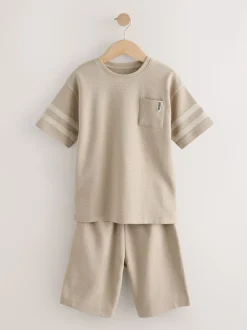 Grège/bleu marine - 100Pyjama court en coton % 2 Lot (3-16ans)