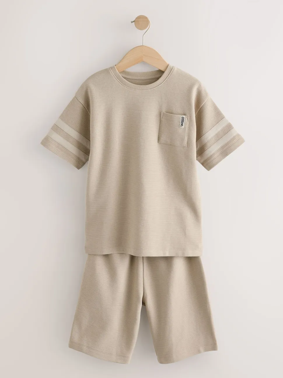 Grège/bleu marine - 100Pyjama court en coton % 2 Lot (3-16ans)