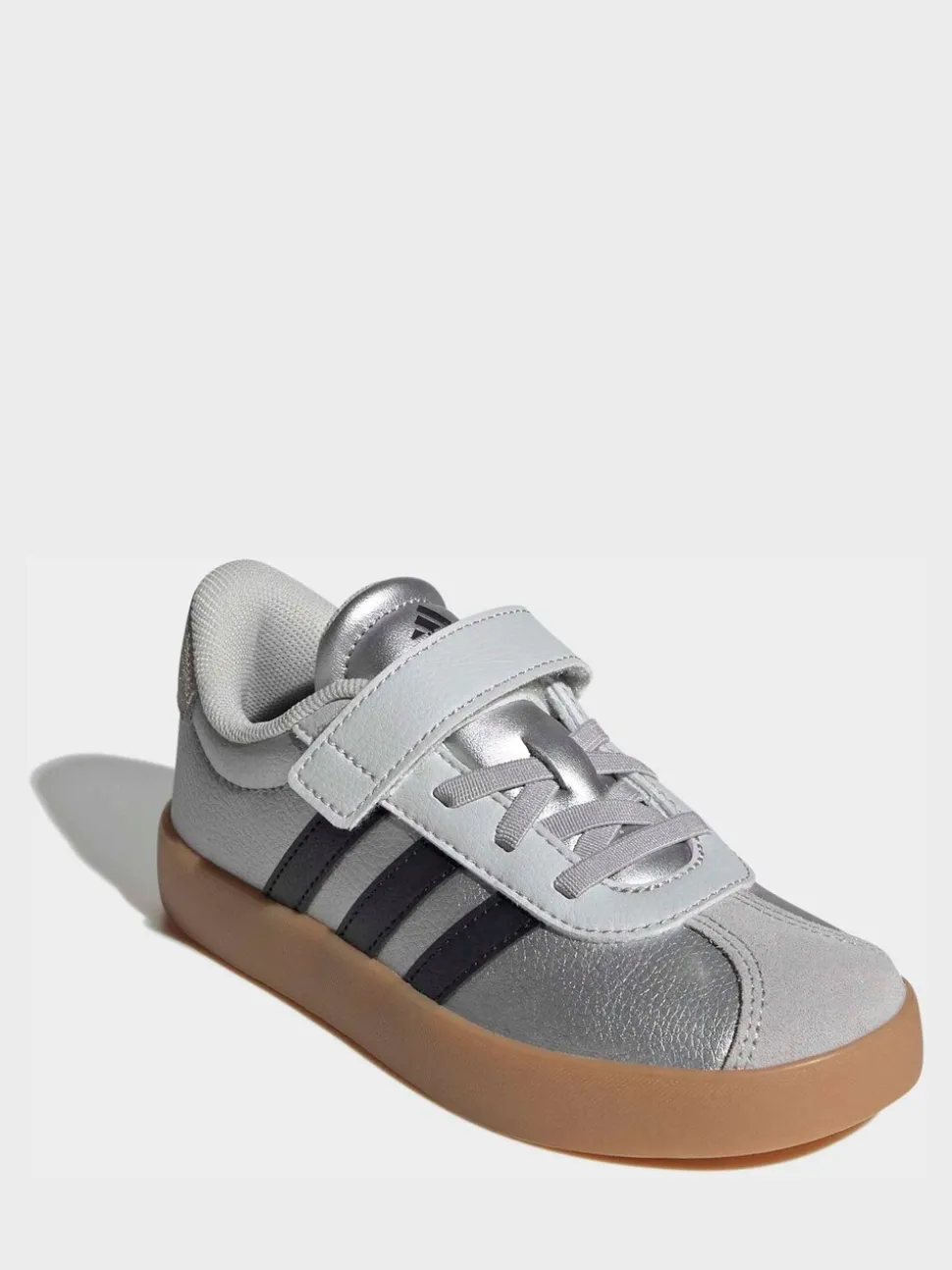 Gris - adidas Vl Cour 3.0 Baskets enfant à crochets et boucles