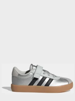 Gris - adidas Vl Cour 3.0 Baskets enfant à crochets et boucles