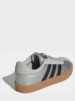 Gris - adidas Vl Cour 3.0 Baskets enfant en daim à lacets