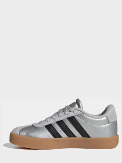 Gris - adidas Vl Cour 3.0 Baskets enfant en daim à lacets
