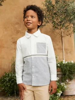 Gris - Angel & Rocket Hank Rayure Block 100Chemises % coton texturé