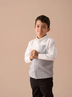 Gris - Angel & Rocket Hank Rayure Block 100Chemises % coton texturé