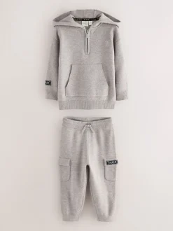 Gris - Baker by Ted Baker ensemble haut et jogging en maille à col zippé en entonnoir