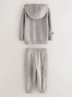 Gris - Baker by Ted Baker ensemble haut et jogging en maille à col zippé en entonnoir