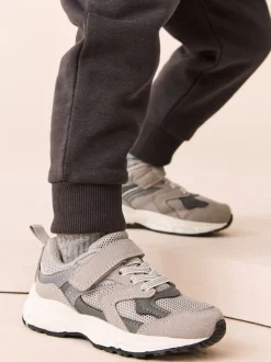 Gris - Baskets à lacets élastiques à fermeture tactile