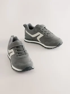 Gris - Baskets à lacets élastiques à une bride