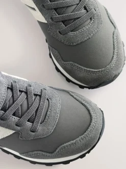Gris - Baskets à lacets élastiques à une bride