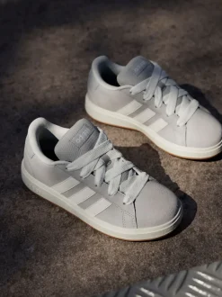 Gris - Baskets adidas Grand Court 00s en daim et dentelle pour enfant