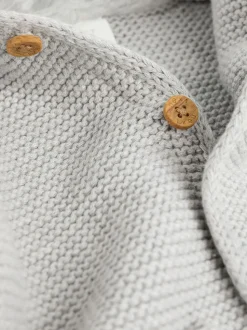 Gris - Bébé à capuche en tricot Cardigan