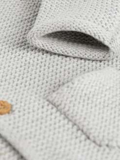 Gris - Bébé à capuche en tricot Cardigan