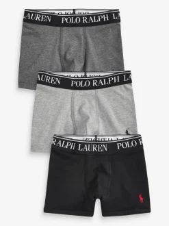 Gris - Boxers Polo Ralph Lauren en coton stretch à logo 3 Lot