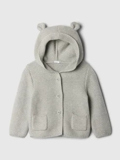 Gris - Cardigan Gap Bear en maille de coton doux (0-24mois)