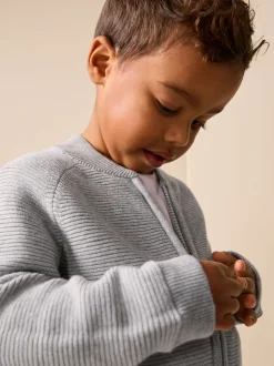 Gris - Cardigan zippé (3mths-7yrs)