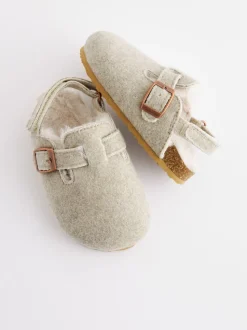 Gris - Chaussons style sabot avec doublure chaude