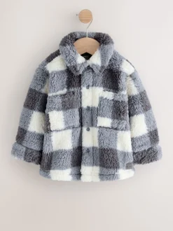 Gris à damier - Borg Polaire Shacket (3mths-7yrs)