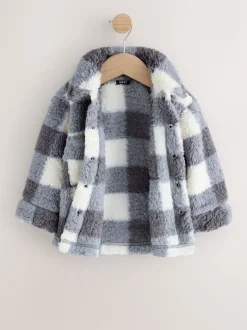 Gris à damier - Borg Polaire Shacket (3mths-7yrs)