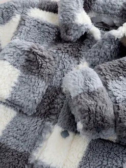 Gris à damier - Borg Polaire Shacket (3mths-7yrs)