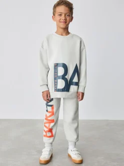 Gris - Ensemble Baker by Ted Baker Sweat-shirt et Survêtement oversize à imprimé graphique lettre