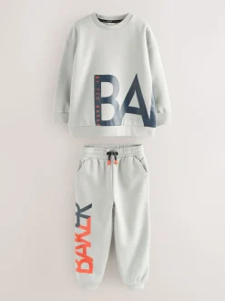 Gris - Ensemble Baker by Ted Baker Sweat-shirt et Survêtement oversize à imprimé graphique lettre