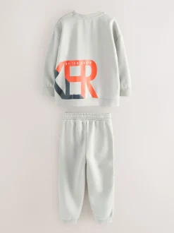 Gris - Ensemble Baker by Ted Baker Sweat-shirt et Survêtement oversize à imprimé graphique lettre