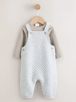 Gris - Ensemble salopette et body matelassé en jersey bébé (0mois-2ans)