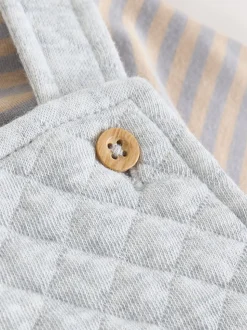 Gris - Ensemble salopette et body matelassé en jersey bébé (0mois-2ans)