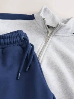 Gris - Ensemble sweat-shirt et joggings à col zippé en entonnoir
