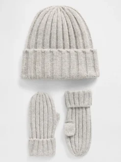 Gris - Gap Ensemble bonnet et mitaines côtelés CashSoft