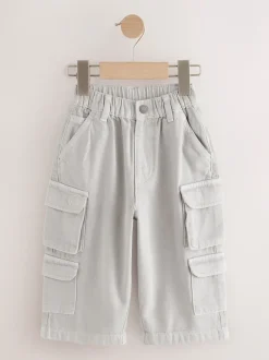 Gris - Jean pantalon cargo 100% coton (3mois-7ans)